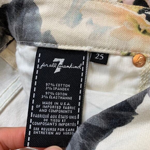 7 For All Mankind Pants Womens 25 Multi Floral Starlight Ankle Skinny Jeans - Picture 7 of 10